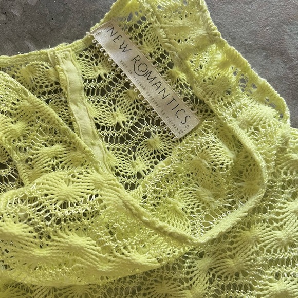 ⭐️BOGO FREE⭐️ FREE PEOPLE Madame Butterfly Lace Tank Dress in Lemon-lime - Picture 5 of 14
